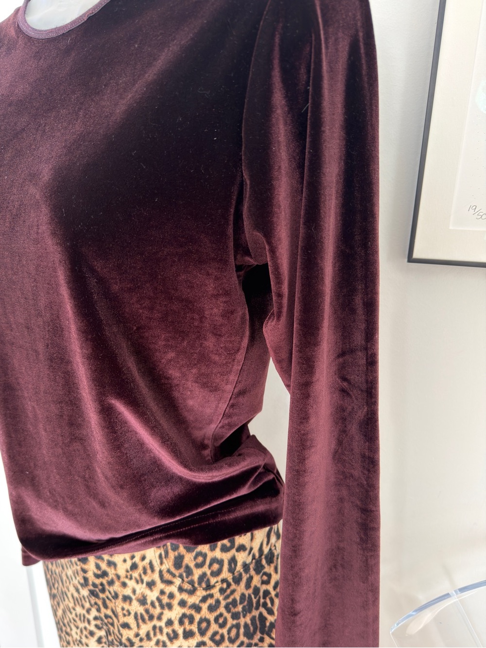 long-sleeve velvet 2000s era top